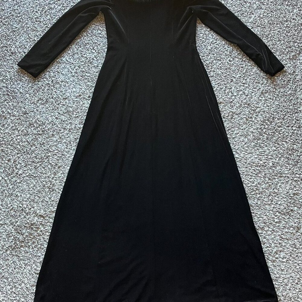 Alex Evenings Blacks Velvet Evening Gown Womens 6P Faux Fur Trim Luxury Party - Picture 5 of 8